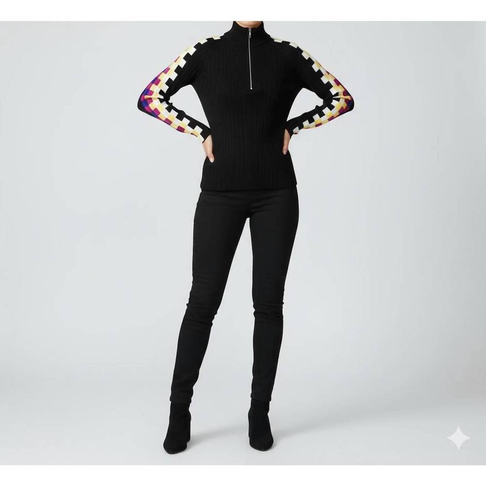 NEW LA CHIC DESIGNS ribbed half-zip knit sweater in black